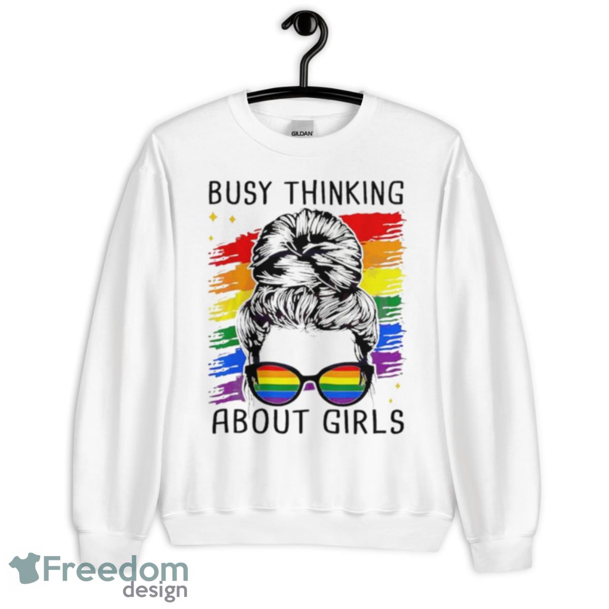 Busy Thinking About Girls Pride Month Shirt - Unisex Heavy Blend Crewneck Sweatshirt