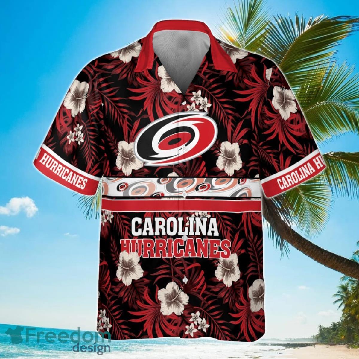 Carolina Hurricanes National Hockey League 2023 Hibiscus Pattern Hawaiian Shirt Product Photo 2