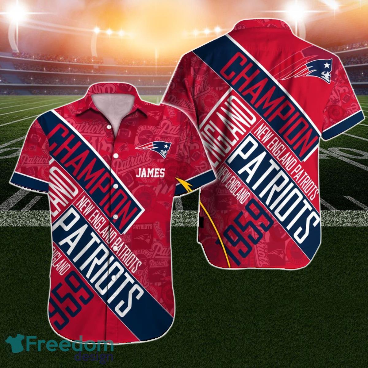 Champion New England Patriots Hawaiian Shirt NFL Football Custom Name For Men Women Product Photo 1