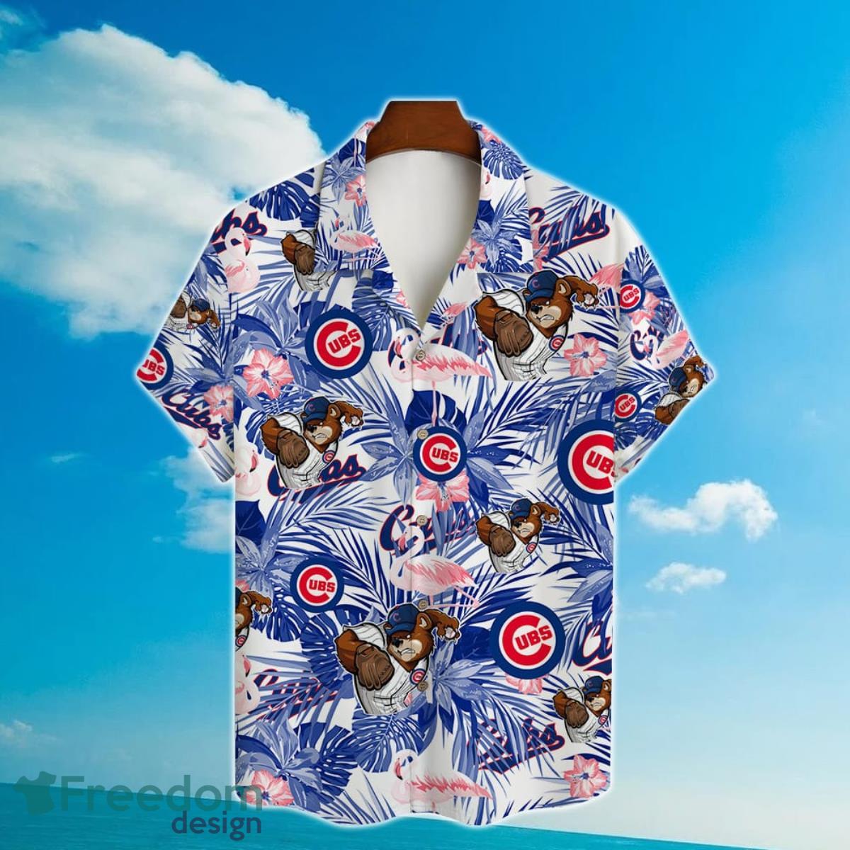 Chicago Cubs Major League Baseball Mascot And Hibiscus Pattern 3D Print Hawaiian Shirt Product Photo 2