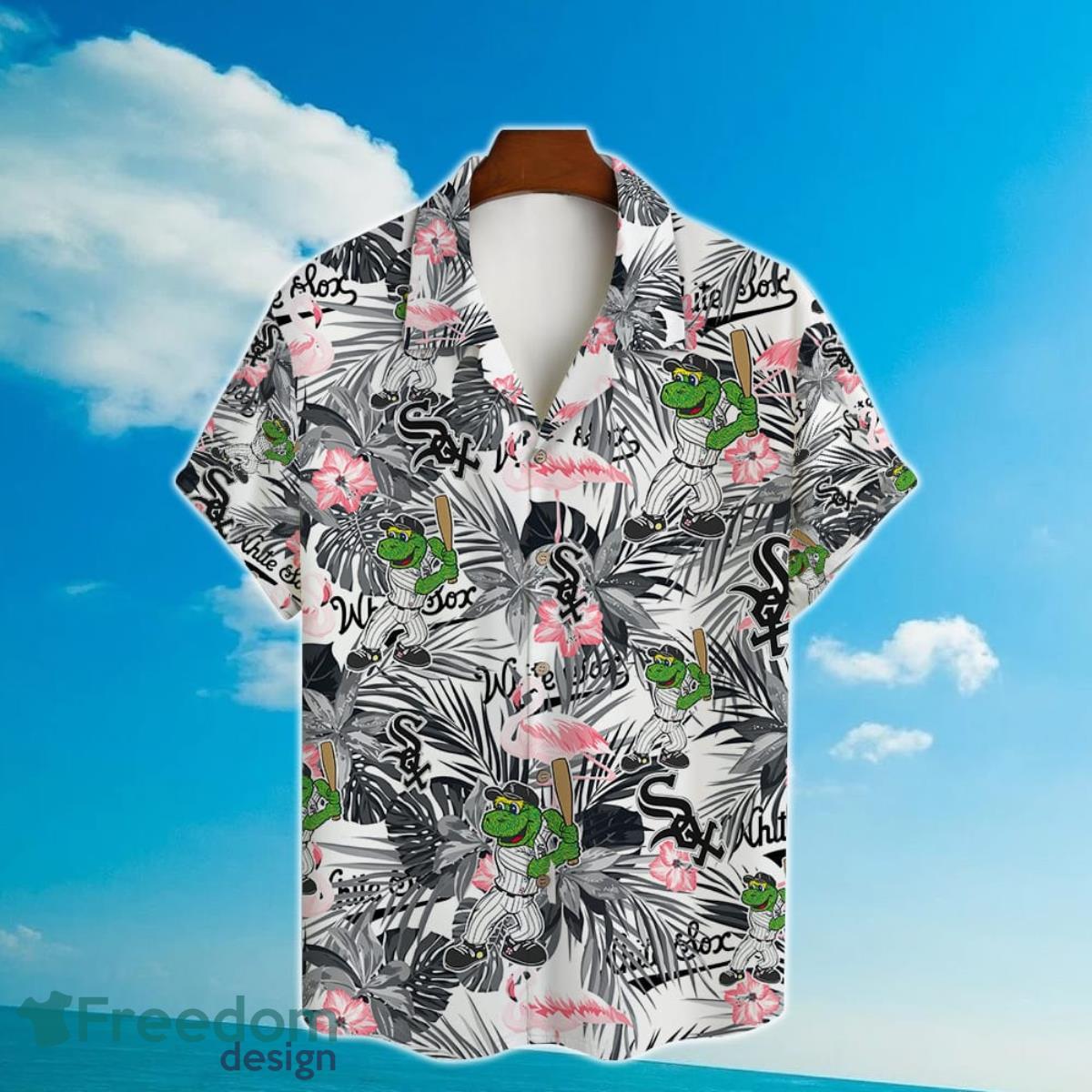 Chicago White Sox Major League Baseball Mascot And Hibiscus Pattern 3D Print Hawaiian Shirt Product Photo 2