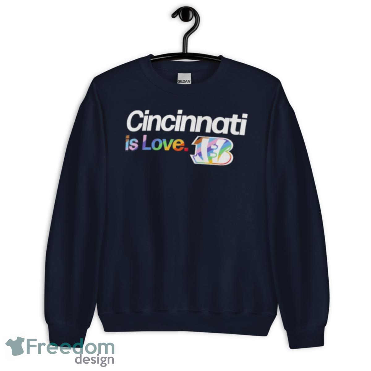 Cincinnati Bengals Is Love City Pride Team Logo Shirt - Unisex Crewneck Sweatshirt-1