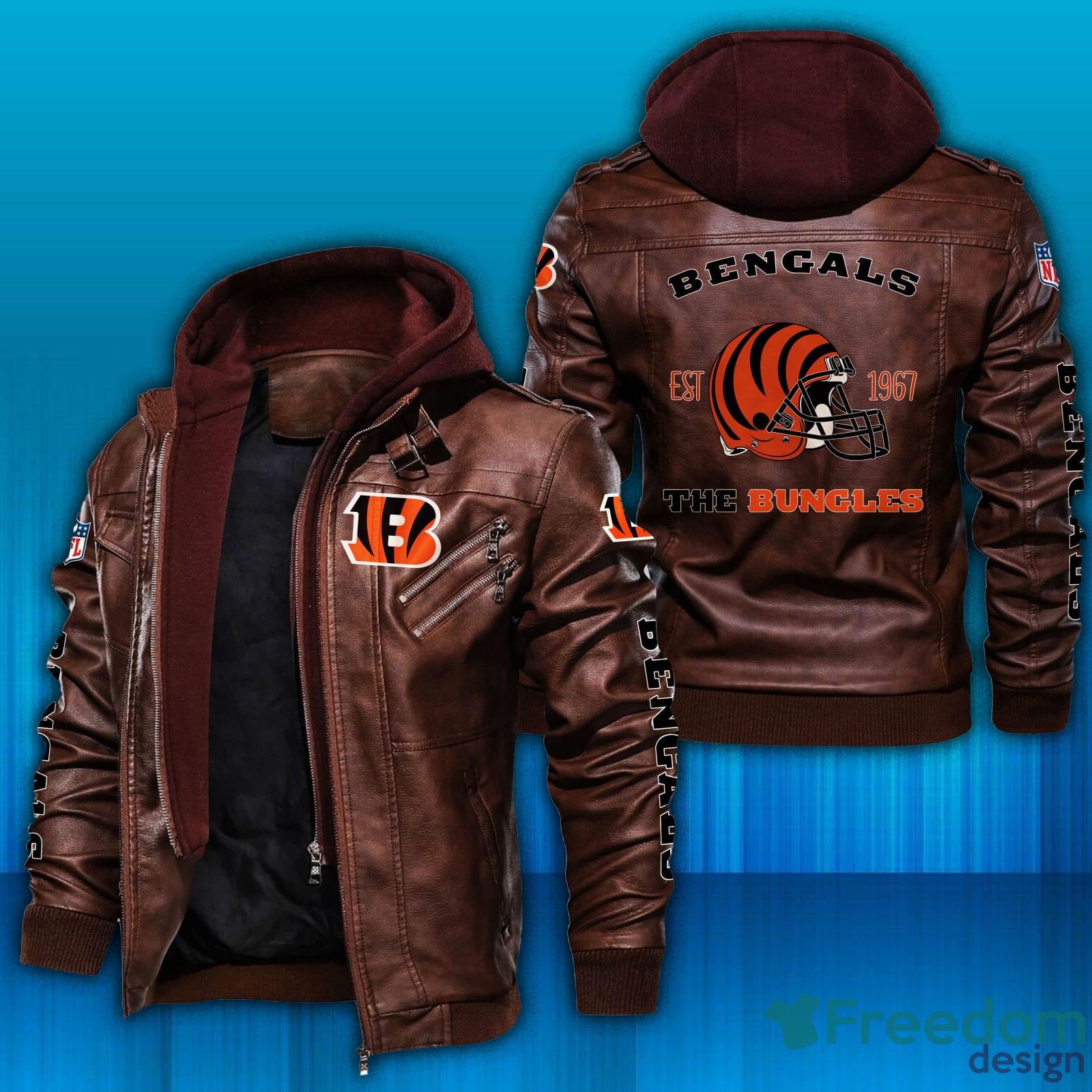 NFL Cincinnati Bengals Leather Jacket Hat Men And Women For Fans Gift -  Freedomdesign