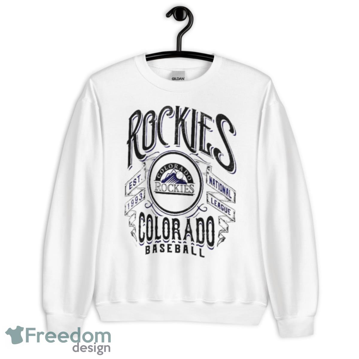 Colorado Rockies Collection Distressed Rock T Shirt - Unisex Heavy Blend Crewneck Sweatshirt