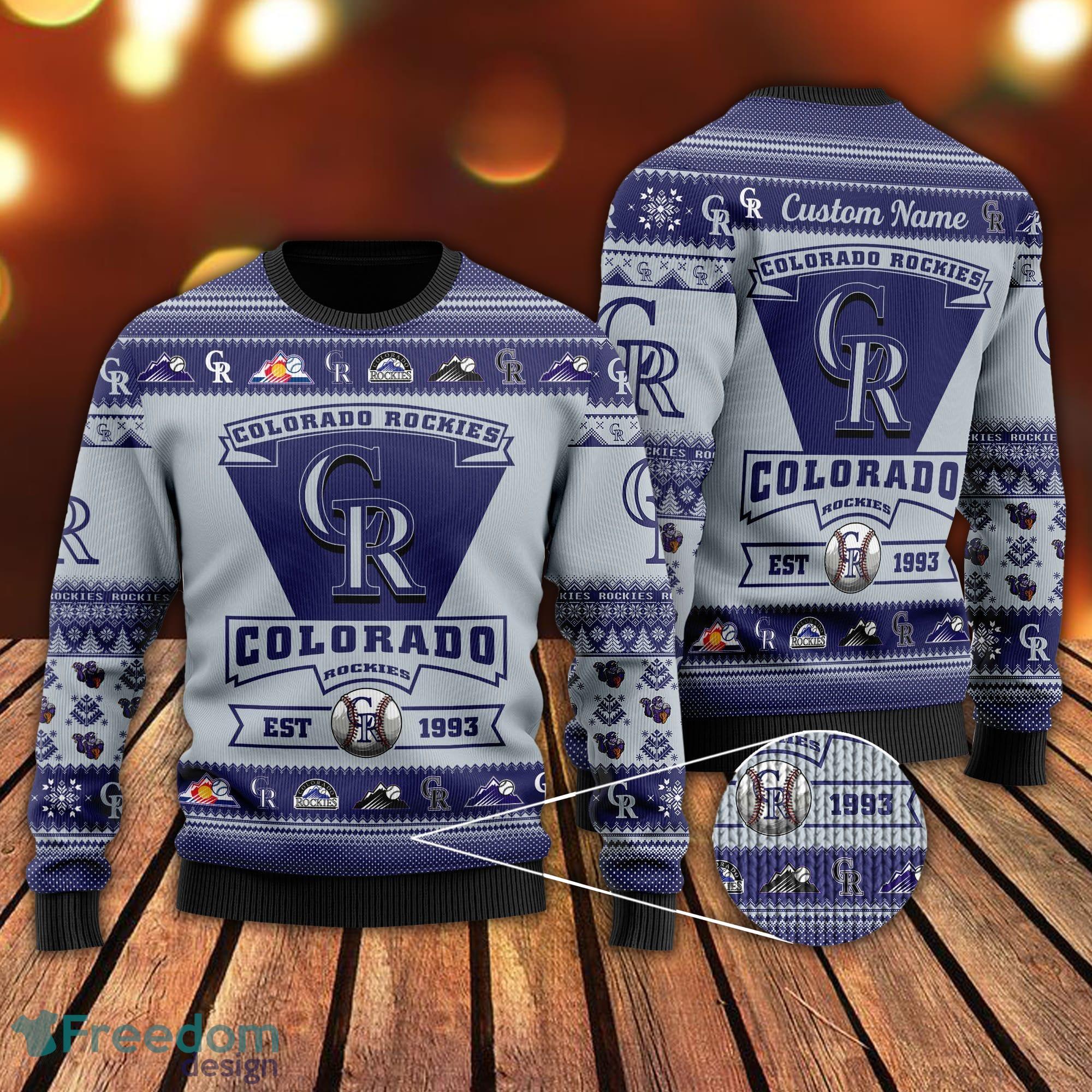 Personalized Colorado Rockies Football Team Logo Ugly Sweater - T