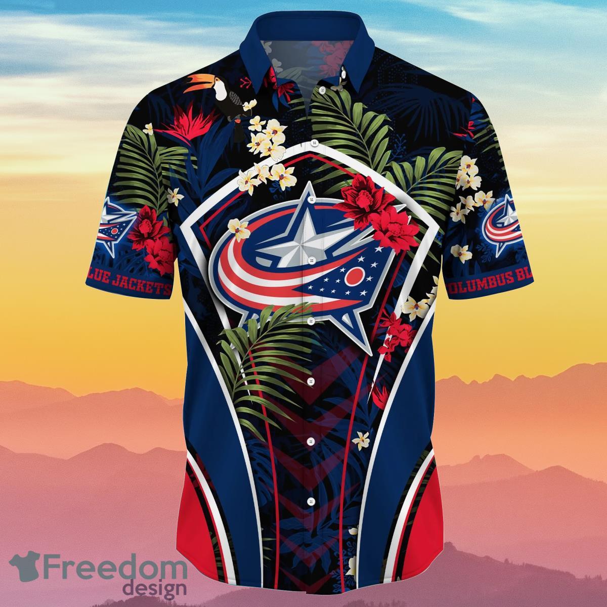 Columbus Blue Jackets NHL Flower Hawaiian Shirt Impressive Gift For Fans Product Photo 2