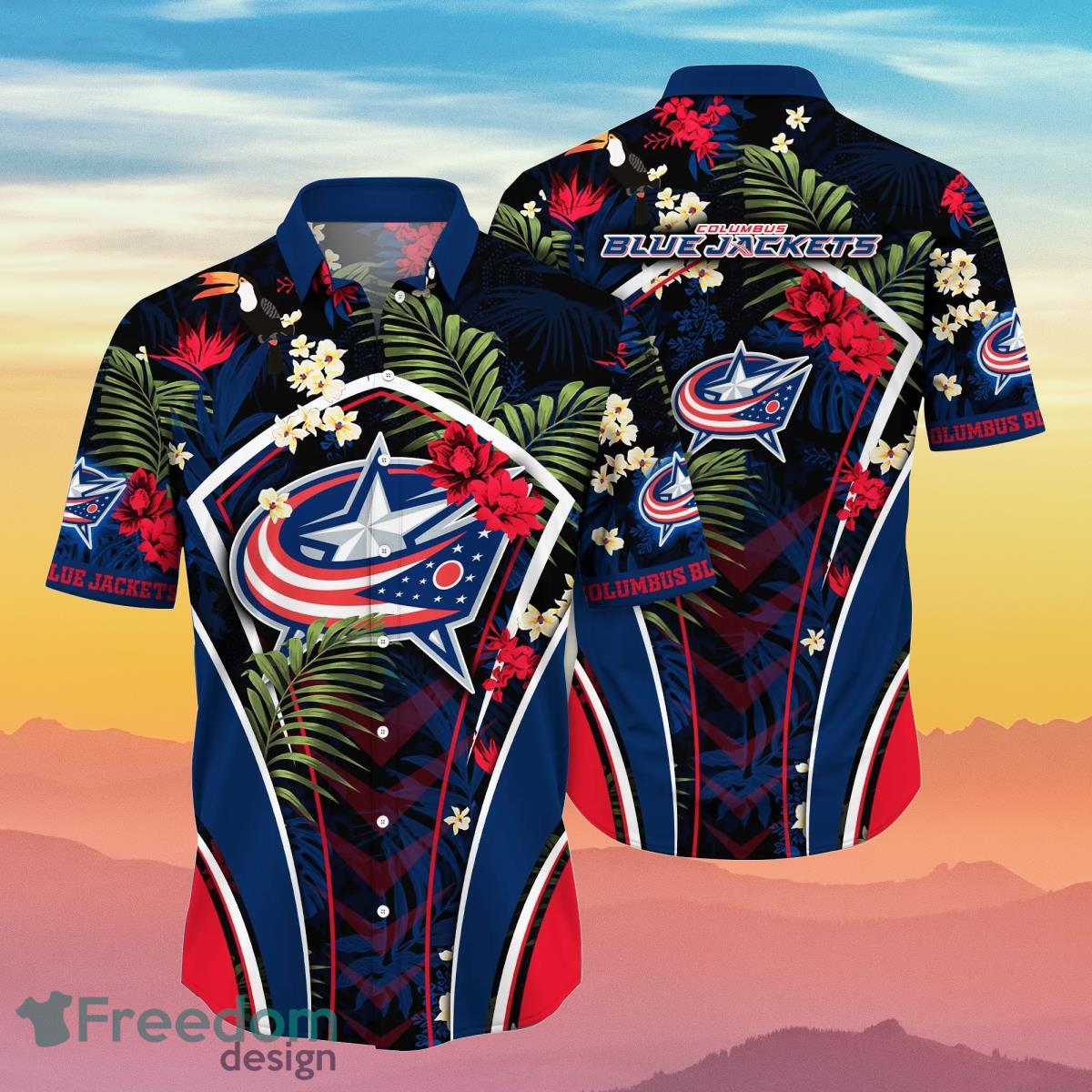 Columbus Blue Jackets NHL Flower Hawaiian Shirt Impressive Gift For Fans Product Photo 1