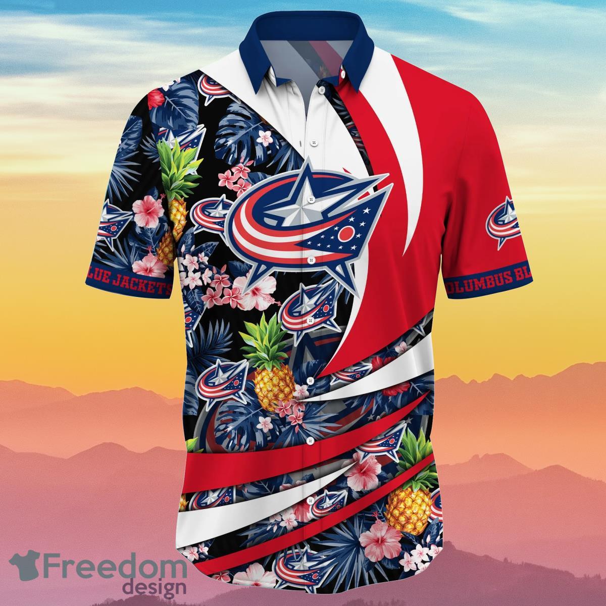 Columbus Blue Jackets NHL Flower Hawaiian Shirt Special Gift For Fans Product Photo 2