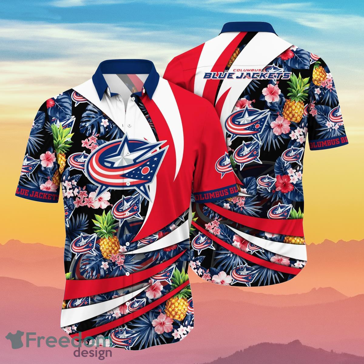 Floral NHL Columbus Blue Jackets Hawaiian Design Baseball Jersey For Men  And Women - Freedomdesign