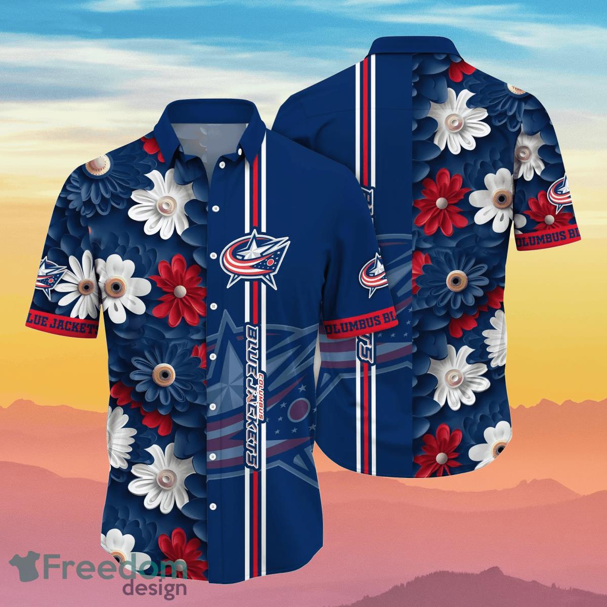 Columbus Blue Jackets NHL Flower Hawaiian Shirt Best Gift For Men And Women  Fans - Freedomdesign