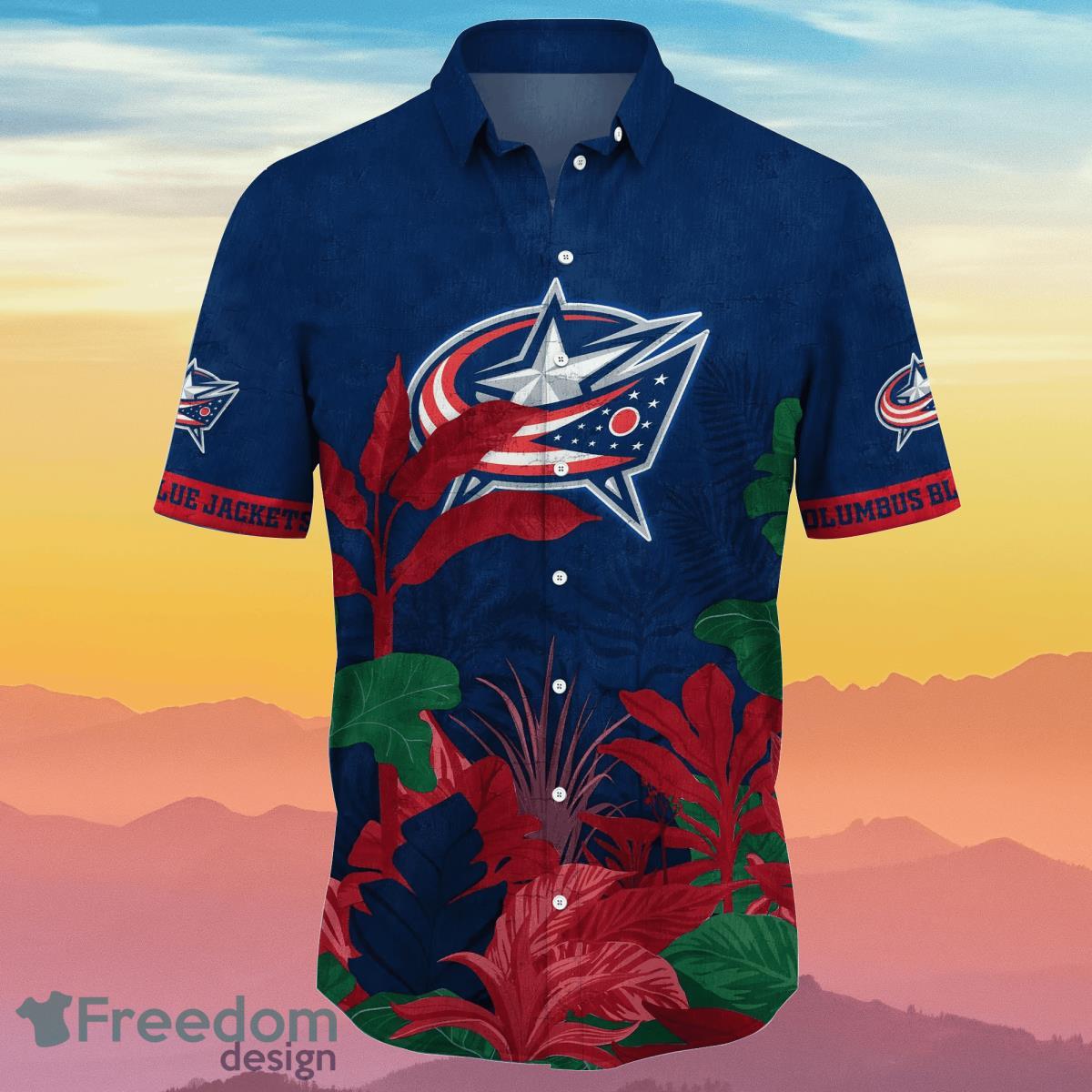 Columbus Blue Jackets NHL Flower Hawaiian Shirt Unique Gift For Fans Product Photo 2