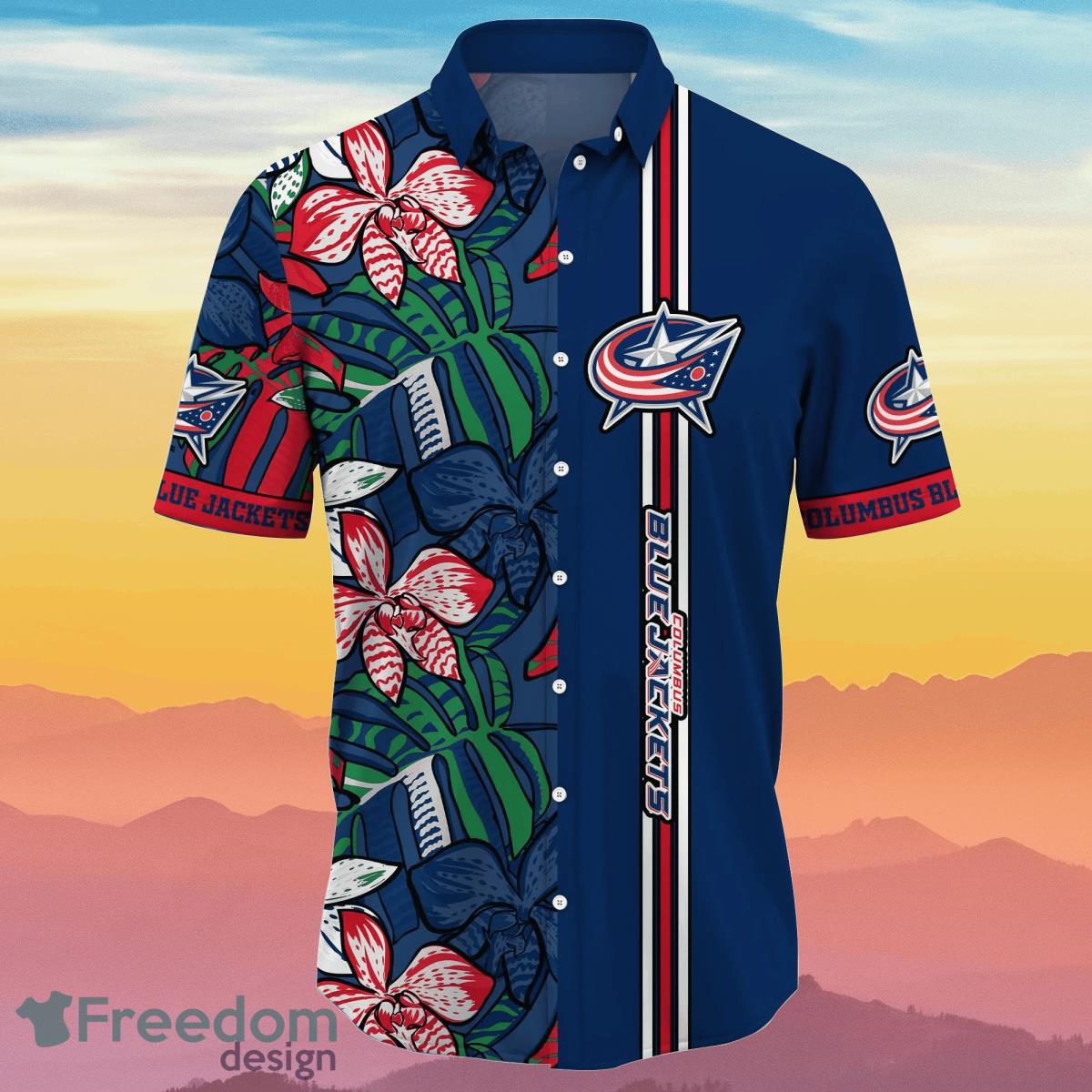 Columbus Blue Jackets NHL Flower Hawaiian Shirt Unique Gift For Real Fans Product Photo 2