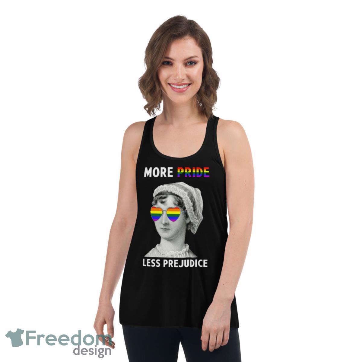 Cool Pride Month More Pride Less Prejudice Shirt - Womens Flowy Racerback Tank Cool Pride Month More Pride Less Prejudice Shirt - Womens Flowy Racerback Tank