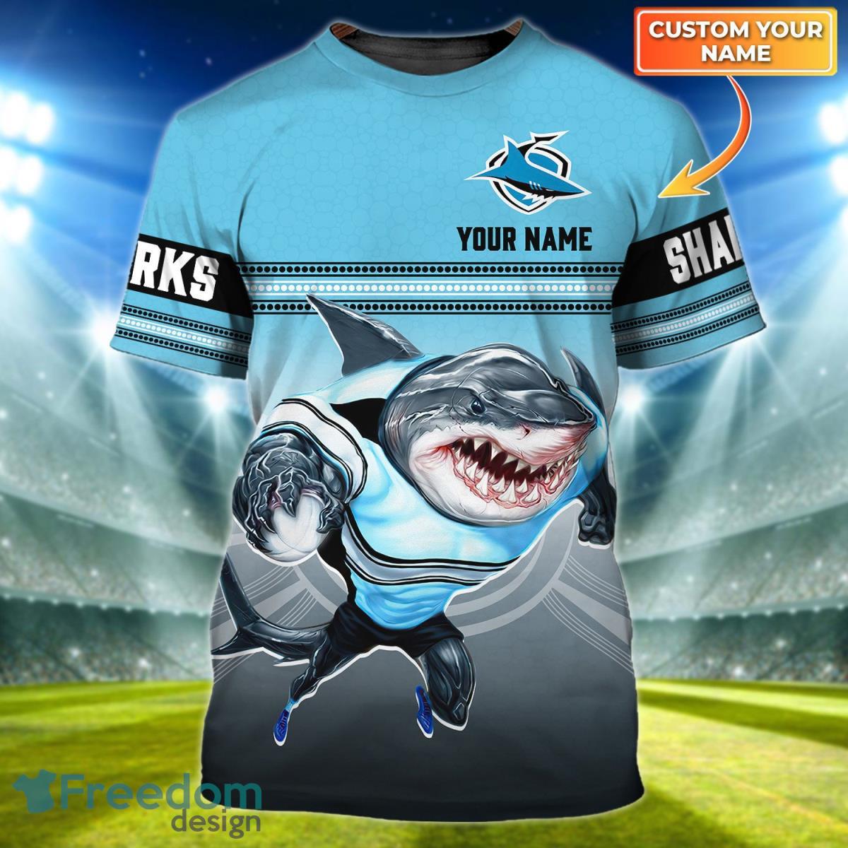 Cronulla-Sutherland Sharks NRL Personalized Name 3D Tshirt Product Photo 1