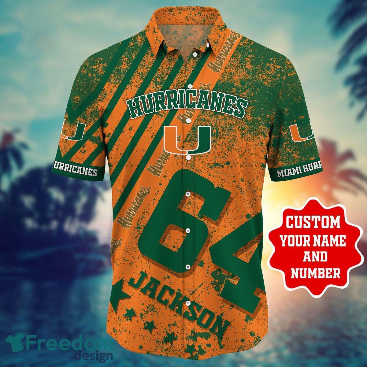 Custom Name And Number Miami Hurricanes New Gift For Summer Beach Summer 3D Hawaiian Shirt Product Photo 2