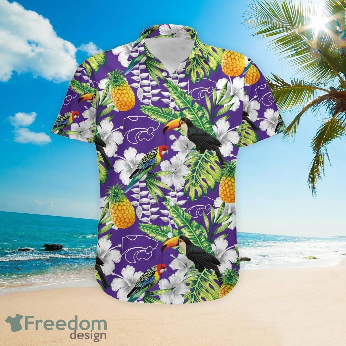 Custom Name Kansas State Wildcats With Tropical Fruit Summer 3D Hawaiian Shirt Product Photo 2