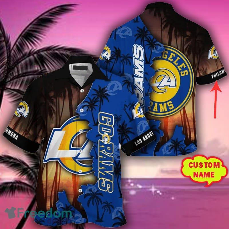 Los Angeles Rams Tropical Floral Custom Name Aloha Hawaiian Shirt