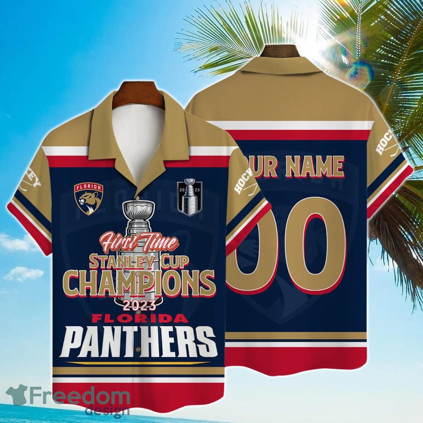 Custom Name & Number Florida Panthers First Time Hawaiian Shirt Product Photo 1