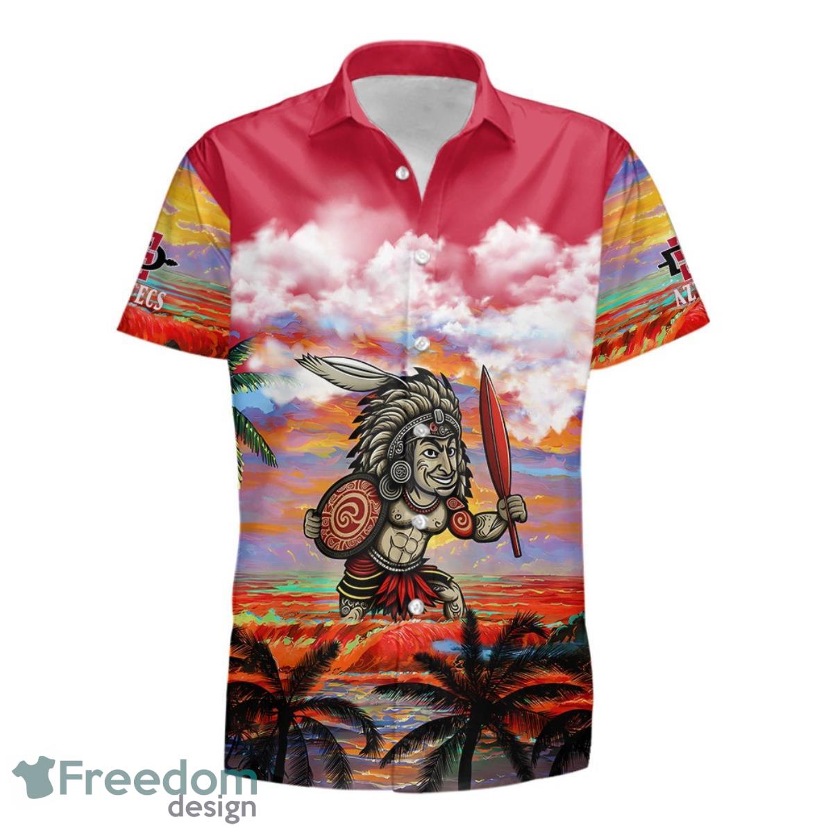 Custom Name San Diego State Aztecs Mens Basketball Sunset Pattern For Fans 3D Hawaiian Shirt Product Photo 2