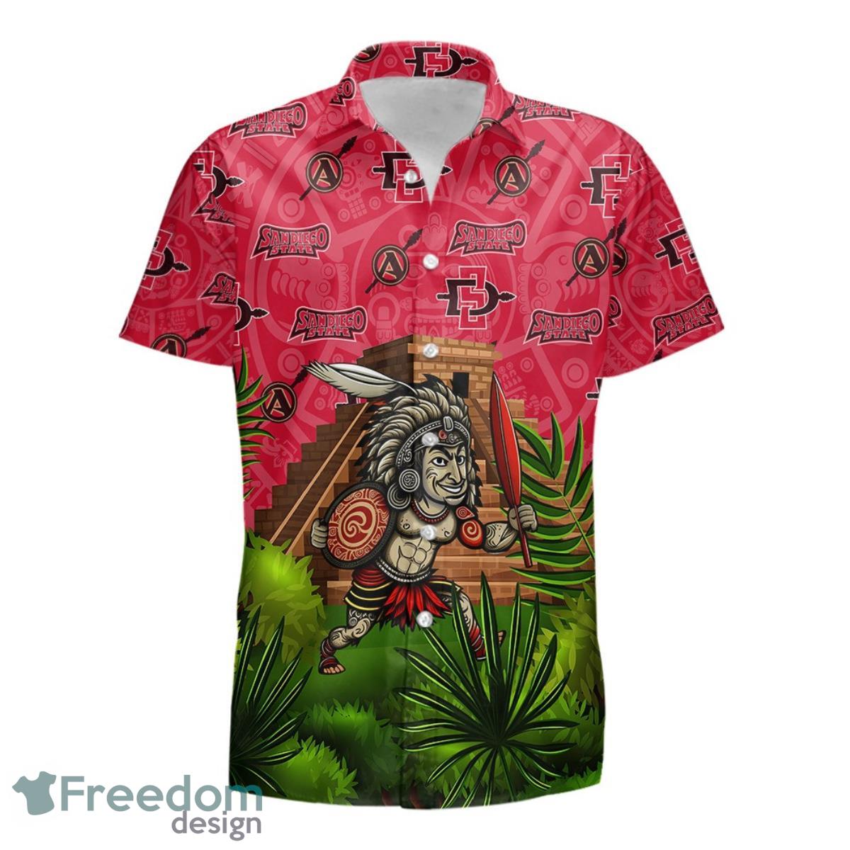 Custom Name San Diego State Aztecs Mens Basketball Tropical Pattern For Fans 3D Hawaiian Shirt Product Photo 2