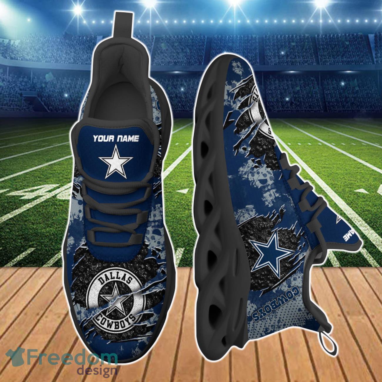 NFL Dallas Cowboys Teams Football Black Reze Shoes For Men And Women