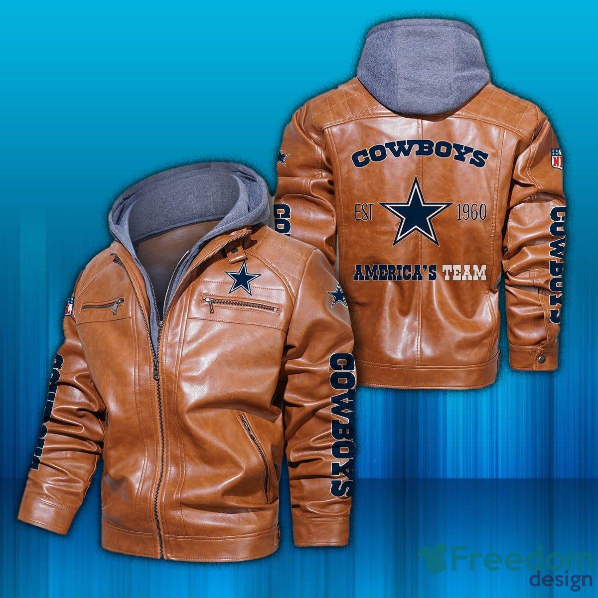 Dallas Cowboys NFL Fans Brown Black Leather Jacket - Freedomdesign