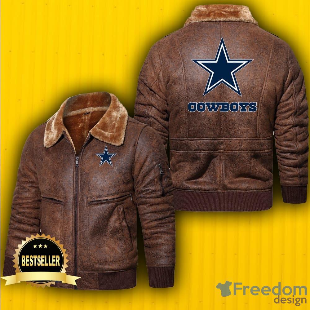 Dallas Cowboys NFL Fans Brown Black Leather Jacket - Freedomdesign