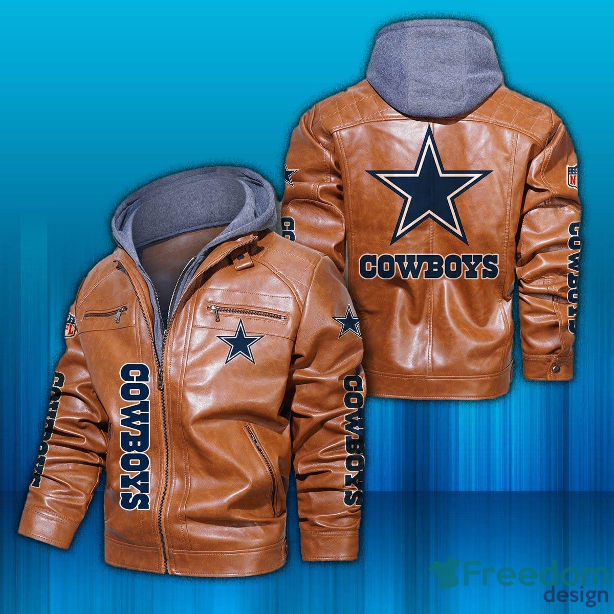 Men's Motorcycle Custom Dallas Cowboys Brown Leather Jacket