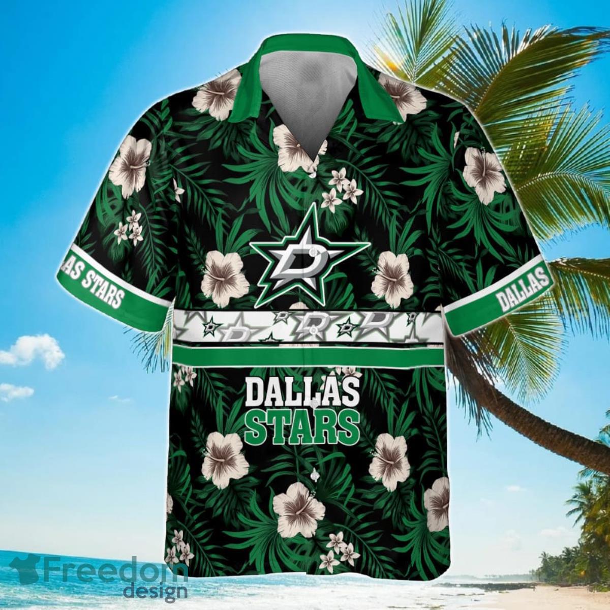 Dallas Stars National Hockey League 2023 Hibiscus Pattern Hawaiian Shirt Product Photo 2