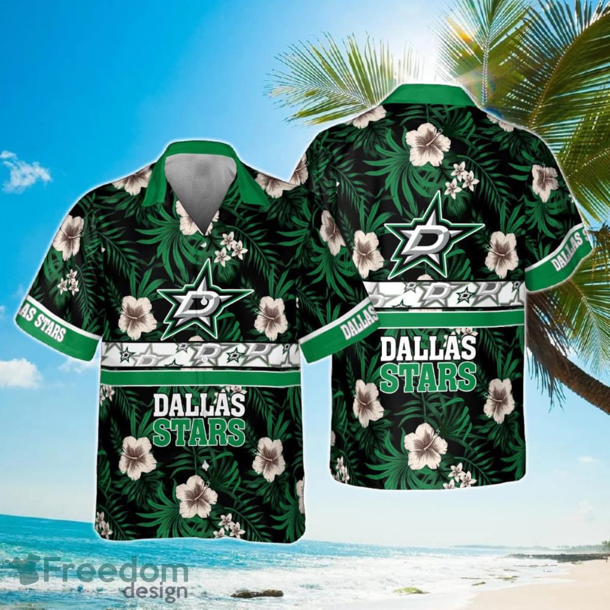 Dallas Stars National Hockey League 2023 Hibiscus Pattern Hawaiian Shirt Product Photo 1