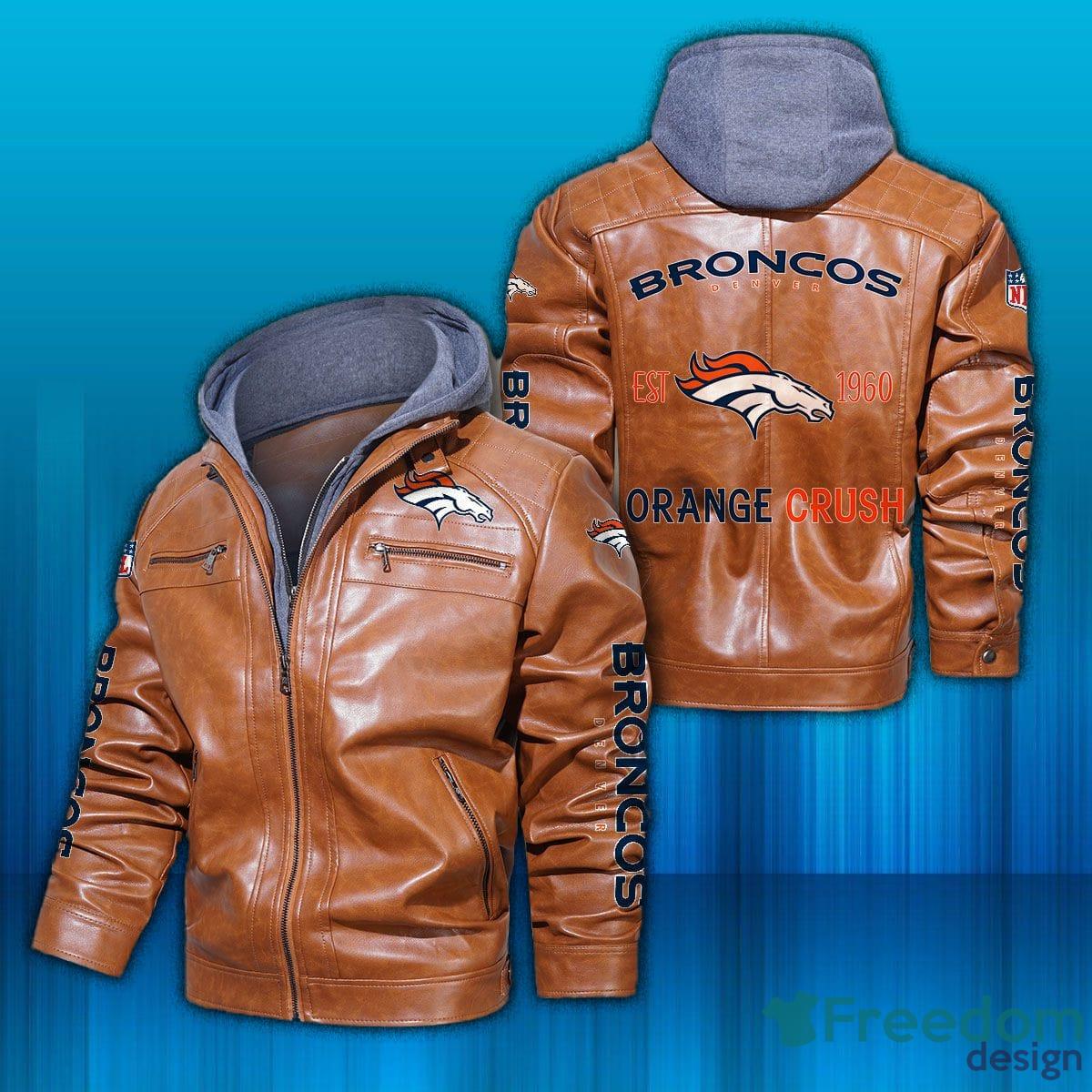 NFL Denver Broncos Design 9 Logo Black And Brown Leather Jacket For Fans -  Freedomdesign