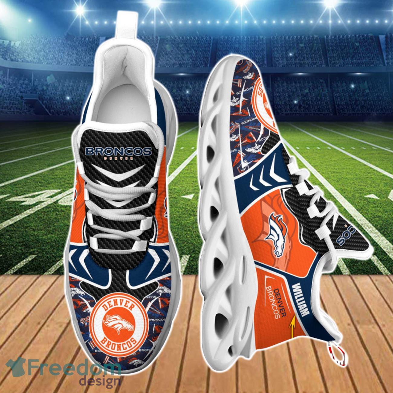 Denver Broncos Personalized Name NFL Ultra Sneakers Max Soul Shoes -  Freedomdesign