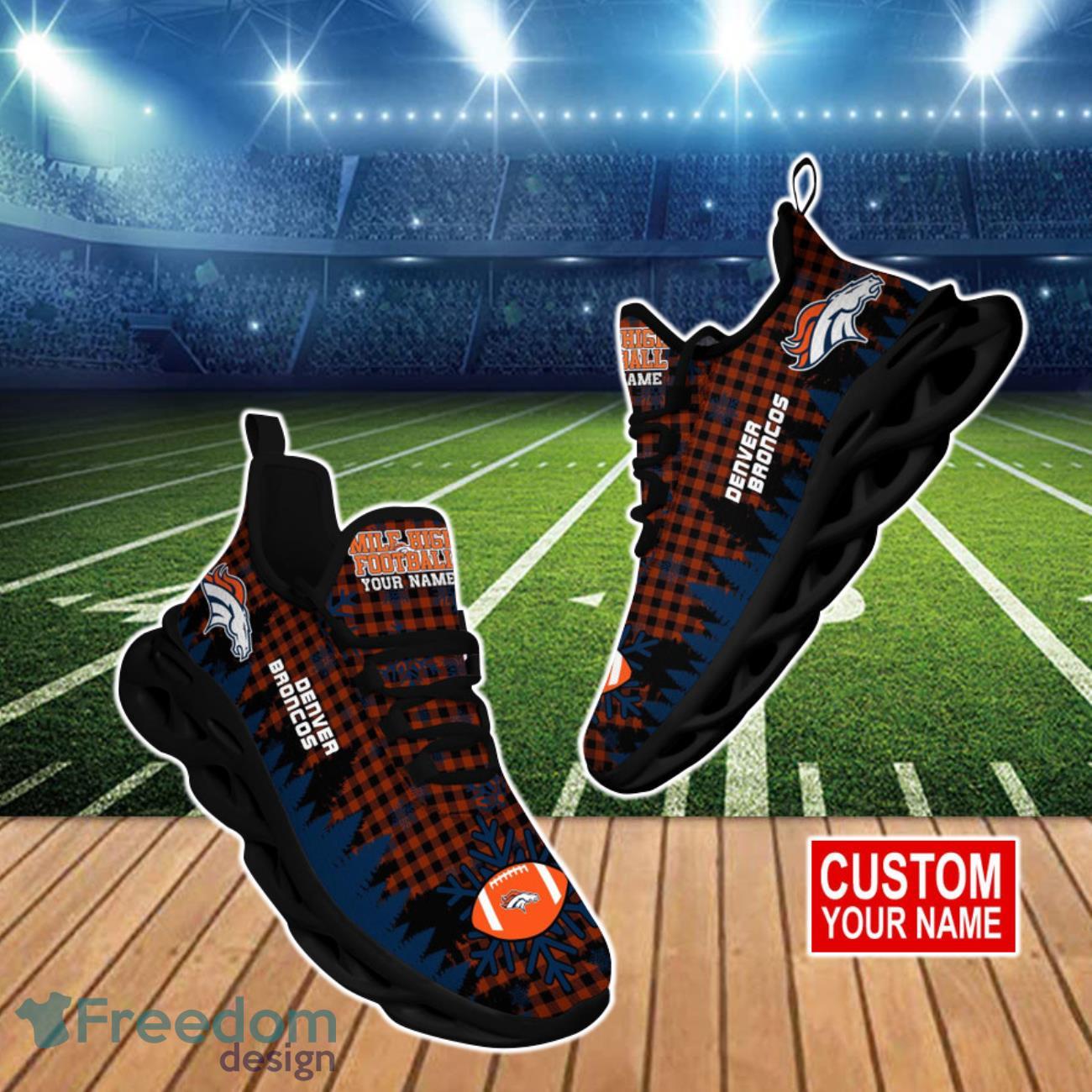 Denver Broncos NFL Clunky Max Soul Shoes 3D Custom Name Product Photo 1