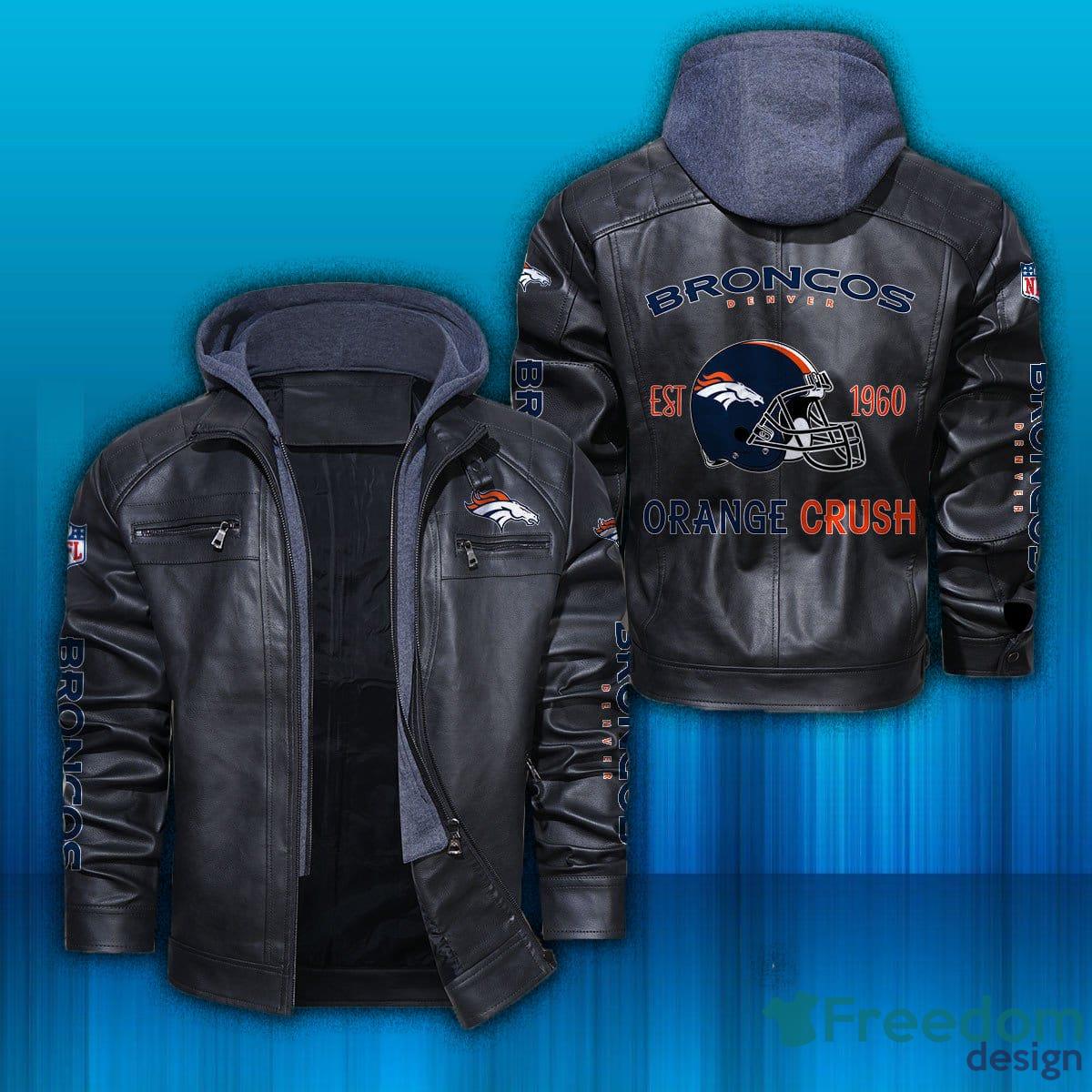 Denver Broncos NFL Logo Vintage Leather Jacket For Men And Women