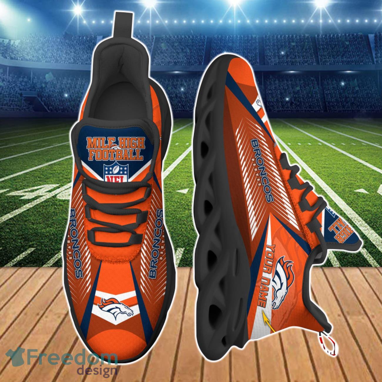 Denver Broncos NFL Max Soul Shoes Custom Name Product Photo 2