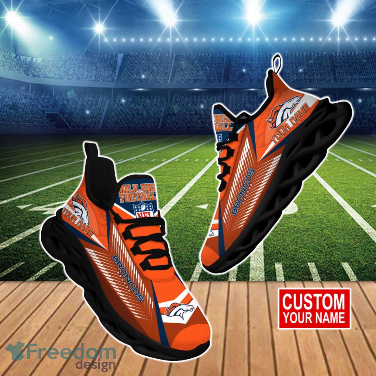 Denver Broncos NFL Max Soul Shoes Custom Name Product Photo 1