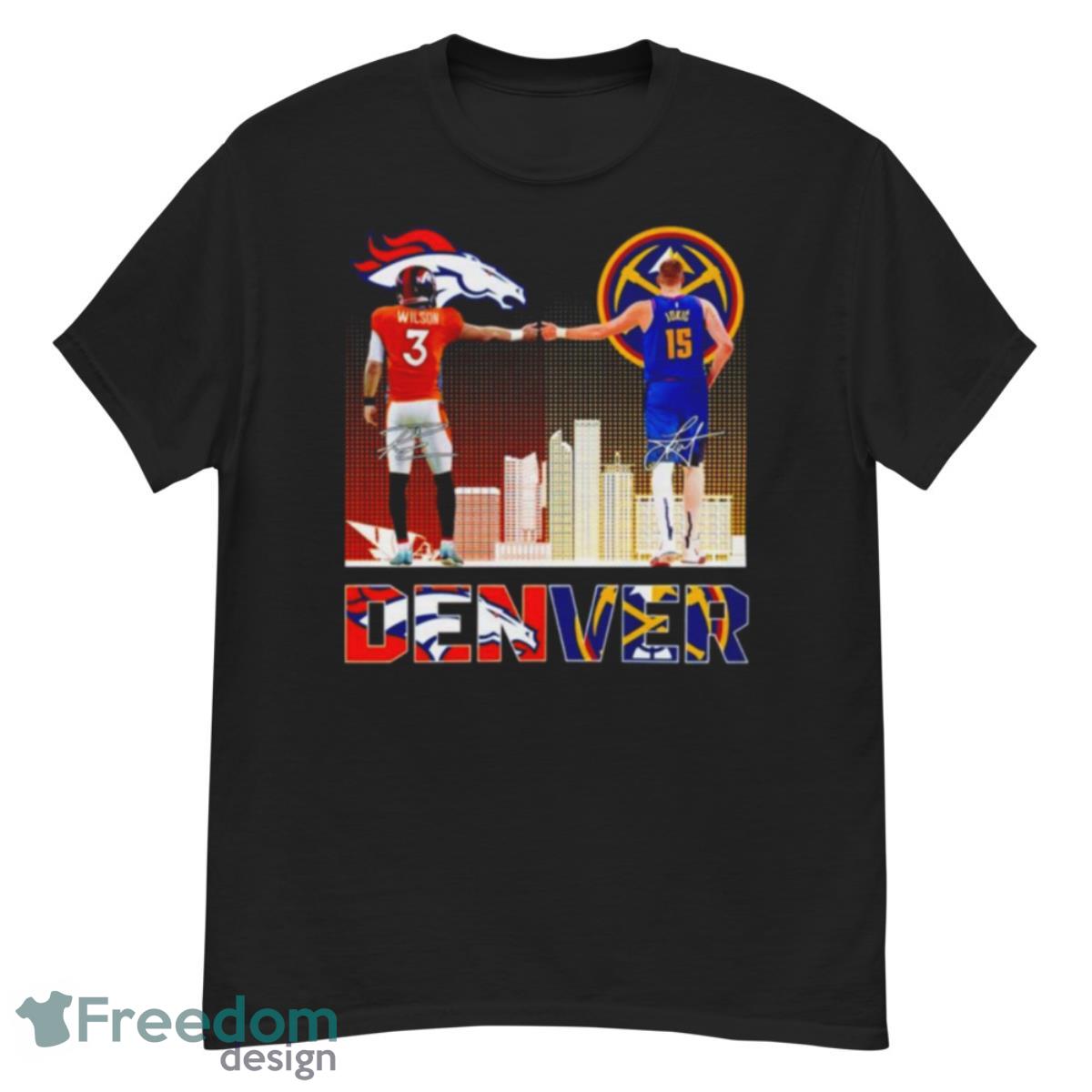 Denver City Skyline Russell Wilson Vs Nikola Jokic Signatures Shirt - G500 Men’s Classic T-Shirt