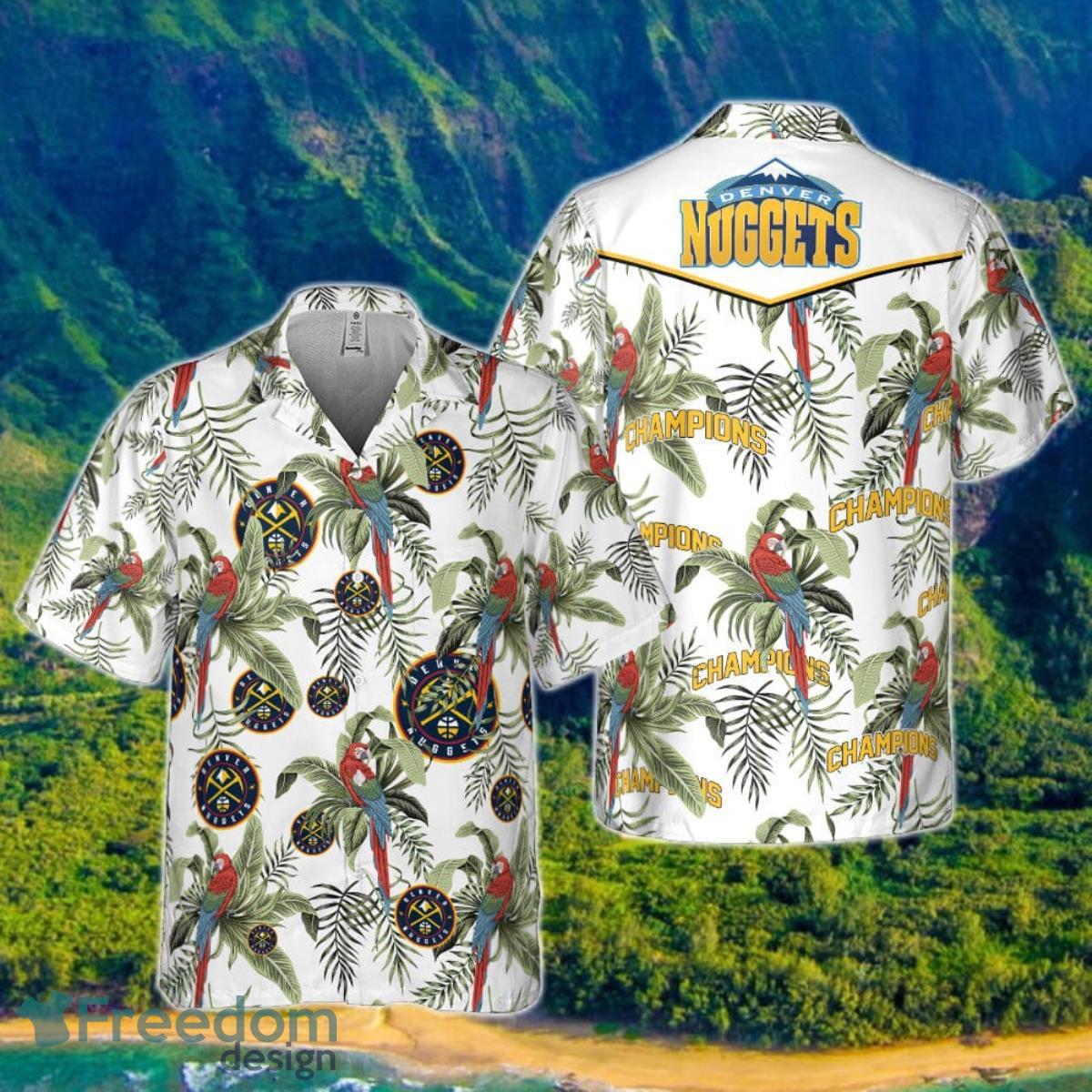 Denver Nuggets Beach Pattern Colorful Print Short Sleeve Hawaiian Shirt  Summer Gift - Banantees