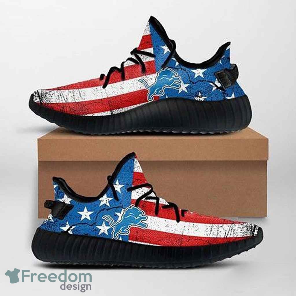 Detroit Lions High Top Shoes Custom American Flag Sneakers