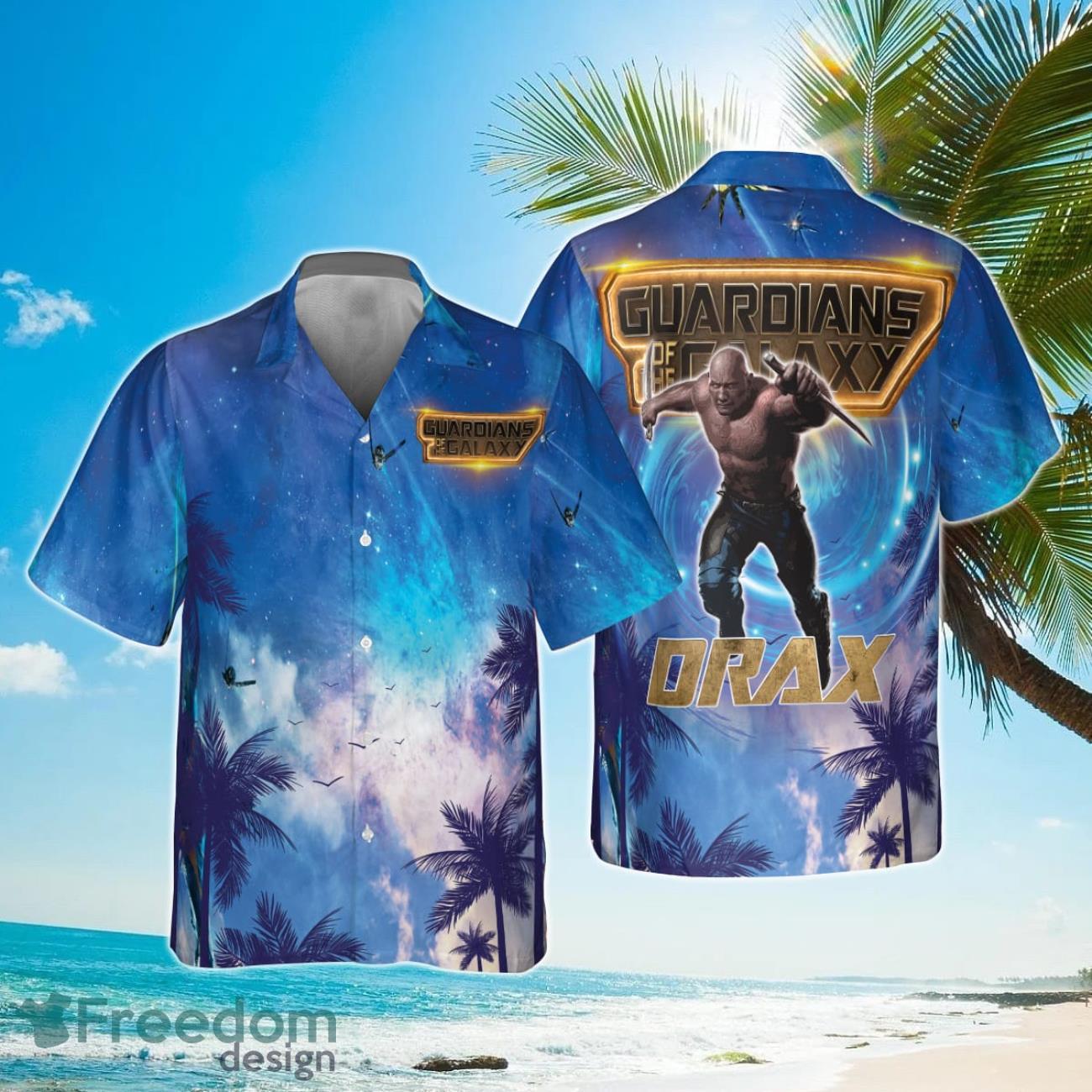 Drax Guardians Of The Galaxy Universe Background 2023 Hawaiian Shirt Product Photo 1