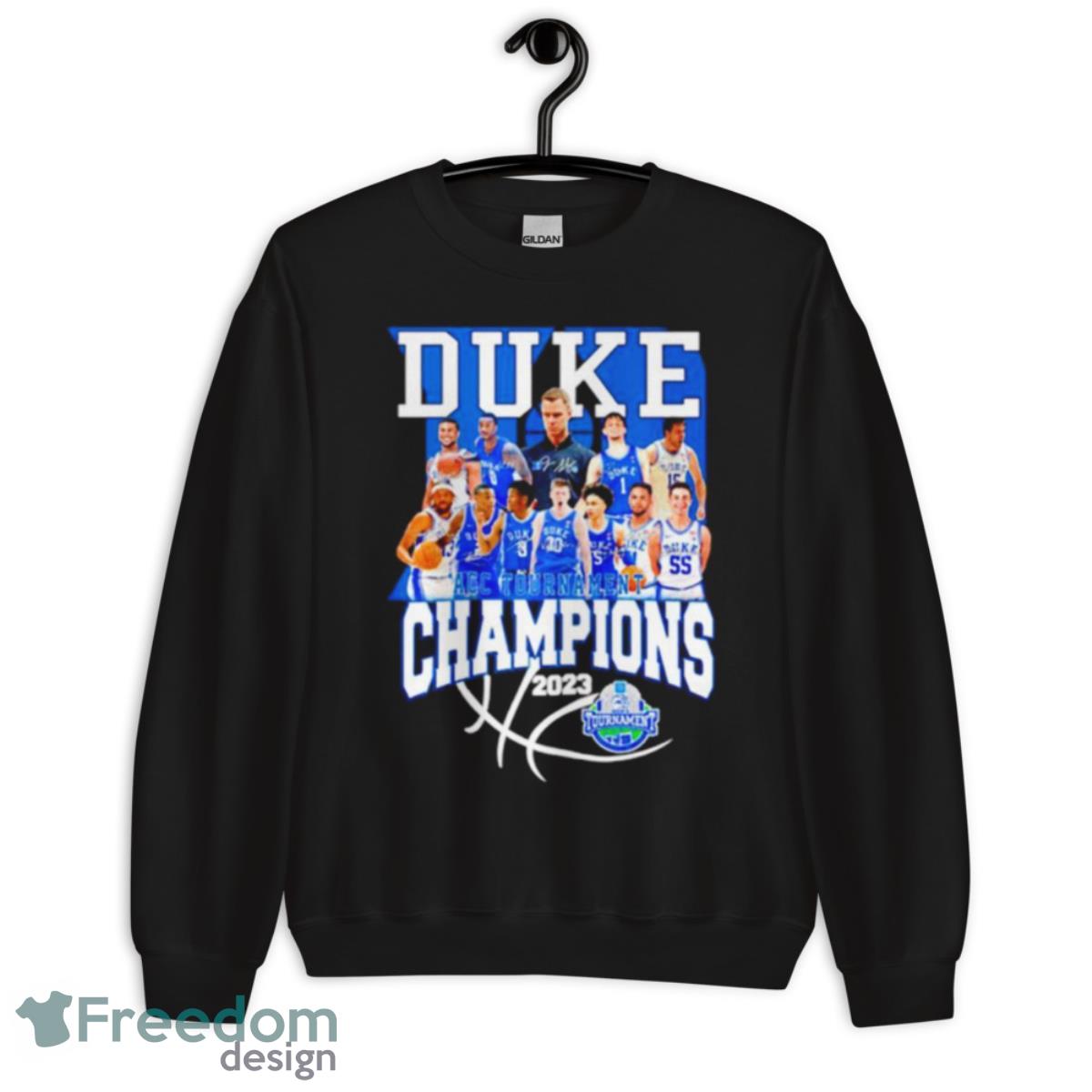 Duke Blue Devils ACC Tournament Champions 2023 Signatures Shirt - Unisex Crewneck Sweatshirt Duke Blue Devils ACC Tournament Champions 2023 Signatures Shirt - Unisex Crewneck Sweatshirt