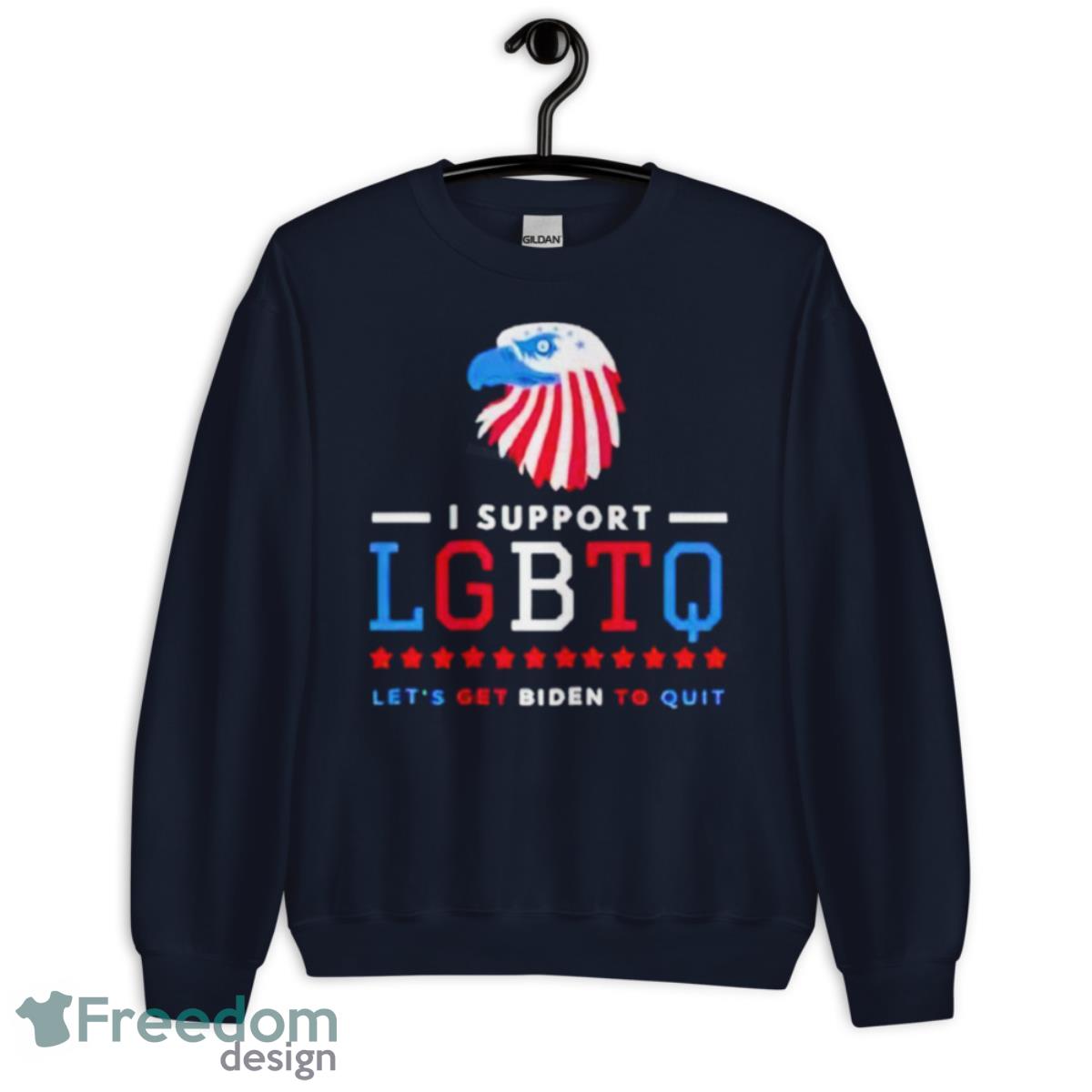 Eagles i support LGBTQ let’s get Biden to quit shirt - Unisex Crewneck Sweatshirt-1