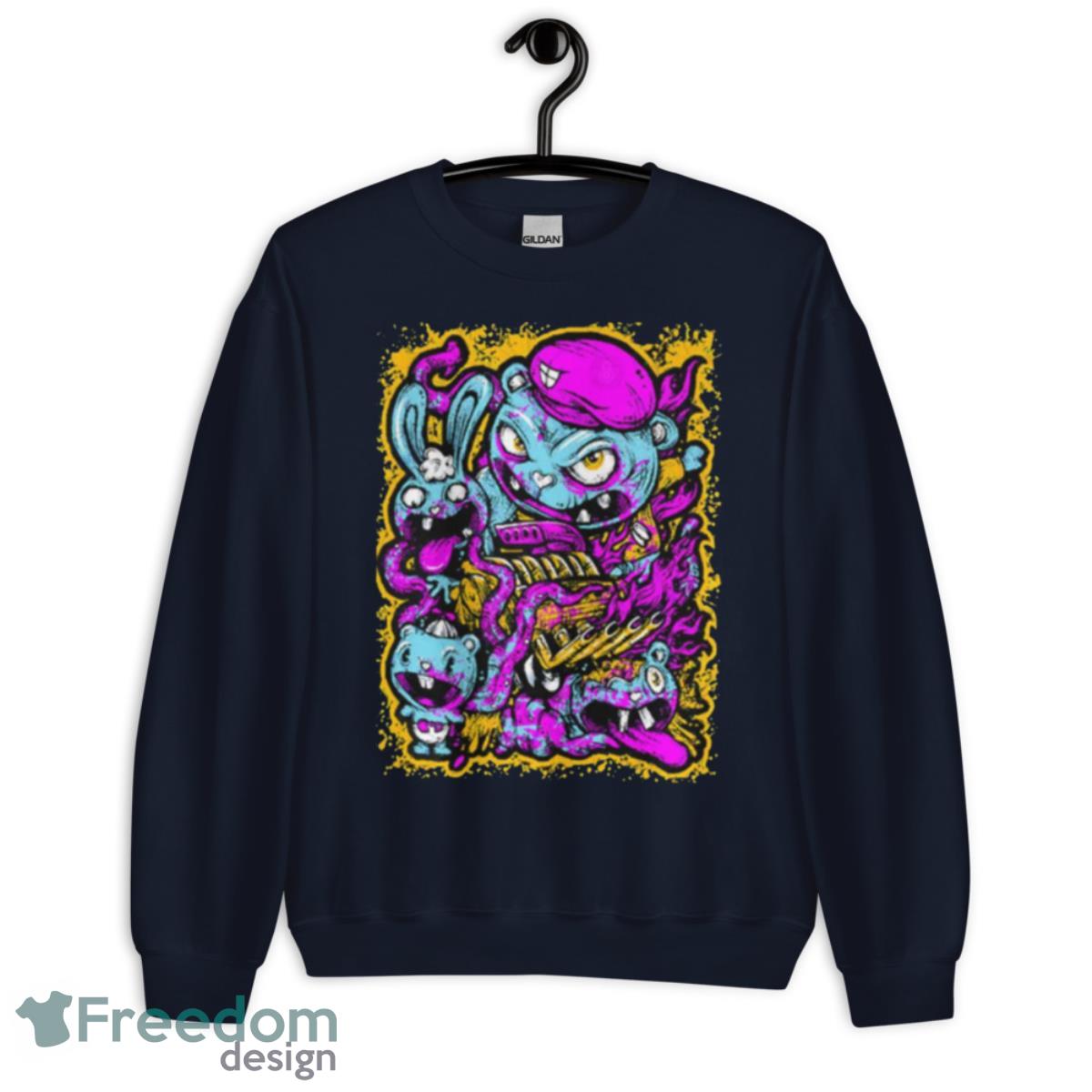 Family Scary Design Happy Tree Friends Shirt - Unisex Crewneck Sweatshirt-1