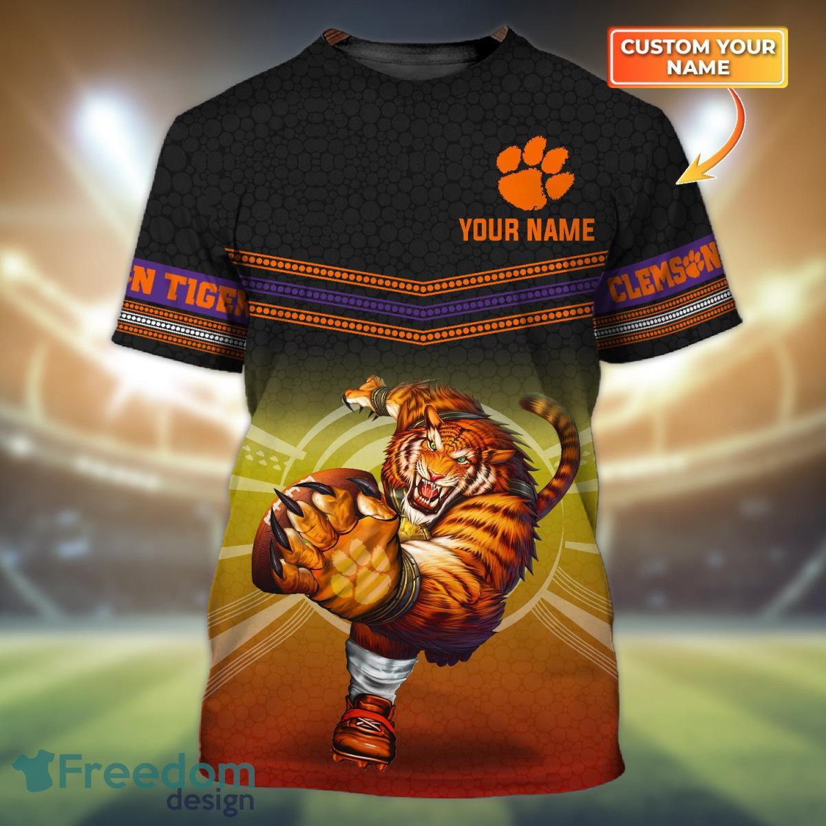 FBS Clemson Tigers Personalized Name 3D Tshirt Product Photo 1