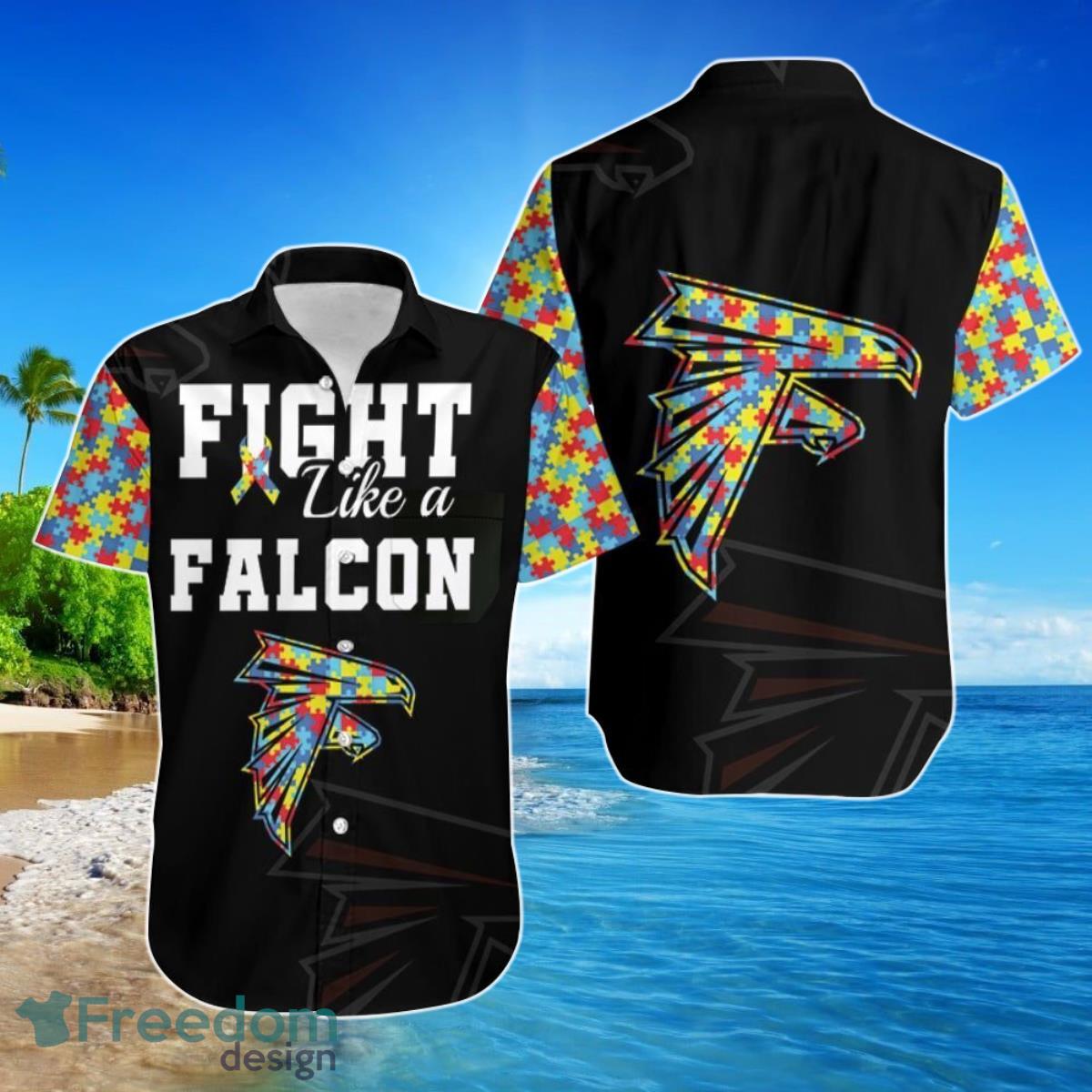 Fight Like A Atlanta Falcons Autism Support Hawaiian Shirt For Men Women Product Photo 1