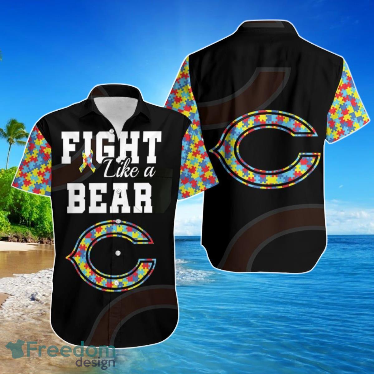 Fight Like A Chicago Bears Autism Support Hawaiian Shirt Best Gift For Men Women Product Photo 1