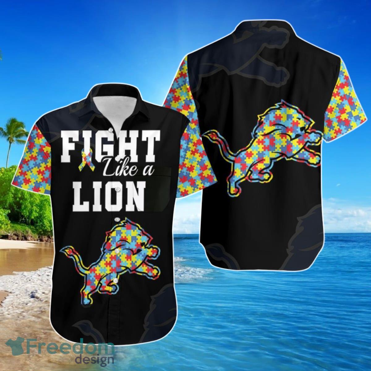 Fight Like A Detroit Lions Autism Support Hawaiian Shirt For Men Women Product Photo 1