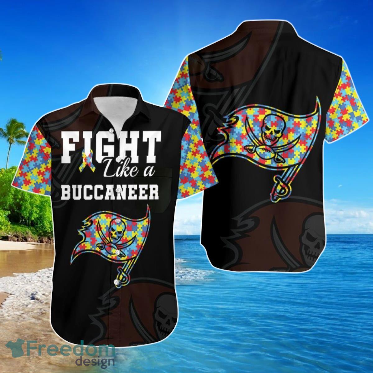 Fight Like A Tampa Bay Buccaneers Autism Support Hawaiian Shirt For Men Women Product Photo 1