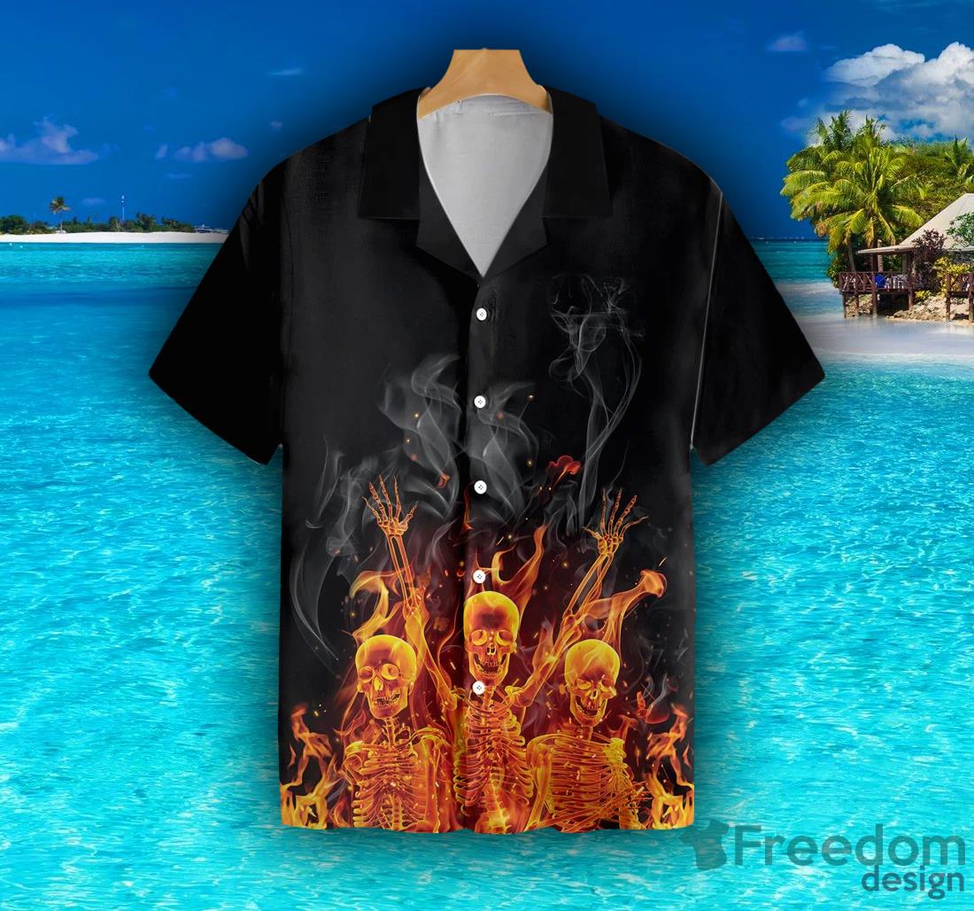 Fire Skeletons Night Party Hawaiian Shirt