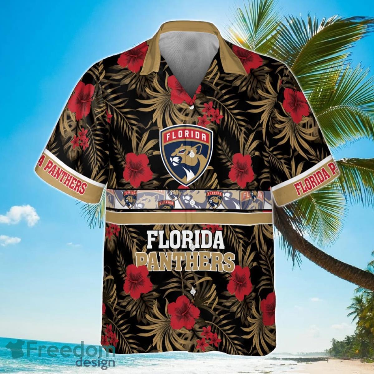 Florida Panthers National Hockey League 2023 Hibiscus Pattern Hawaiian Shirt Product Photo 2